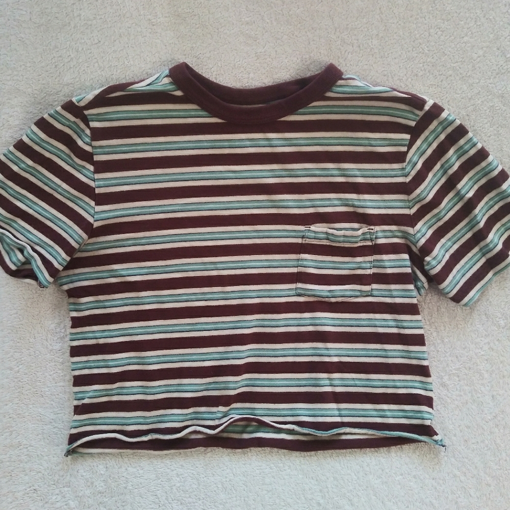 Striped cropped Pocket T-shirt
